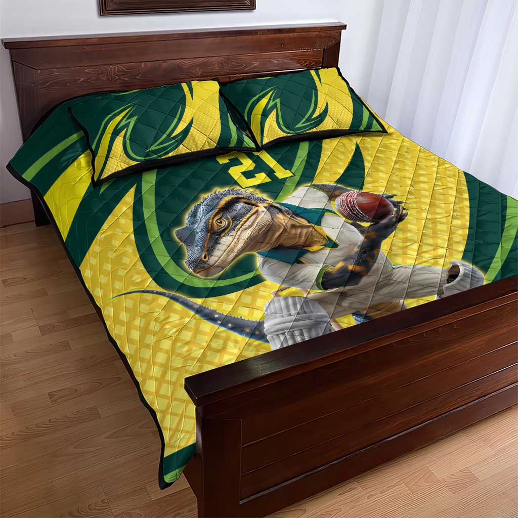 Australian Water Dragon Cricket Custom Quilt Bed Set Aussie National Color