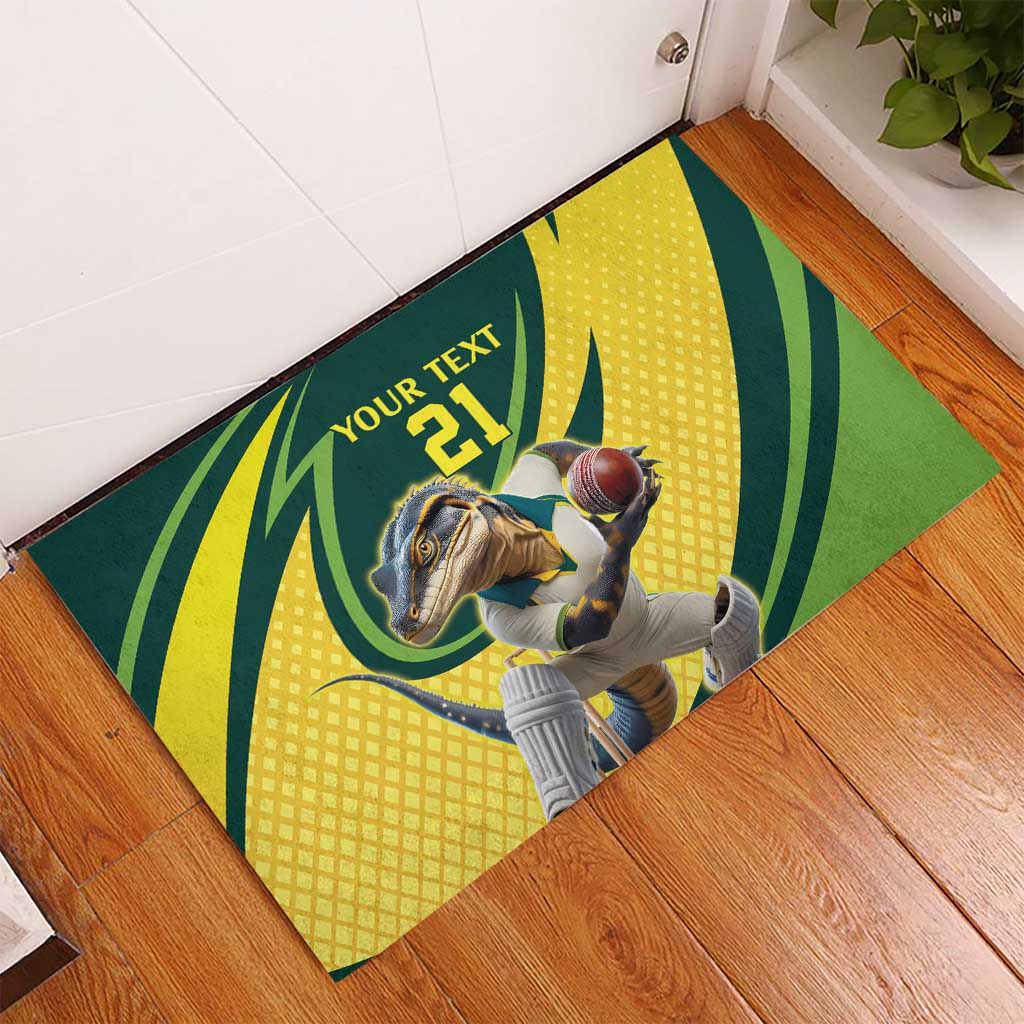 Australian Water Dragon Cricket Custom Rubber Doormat Aussie National Color