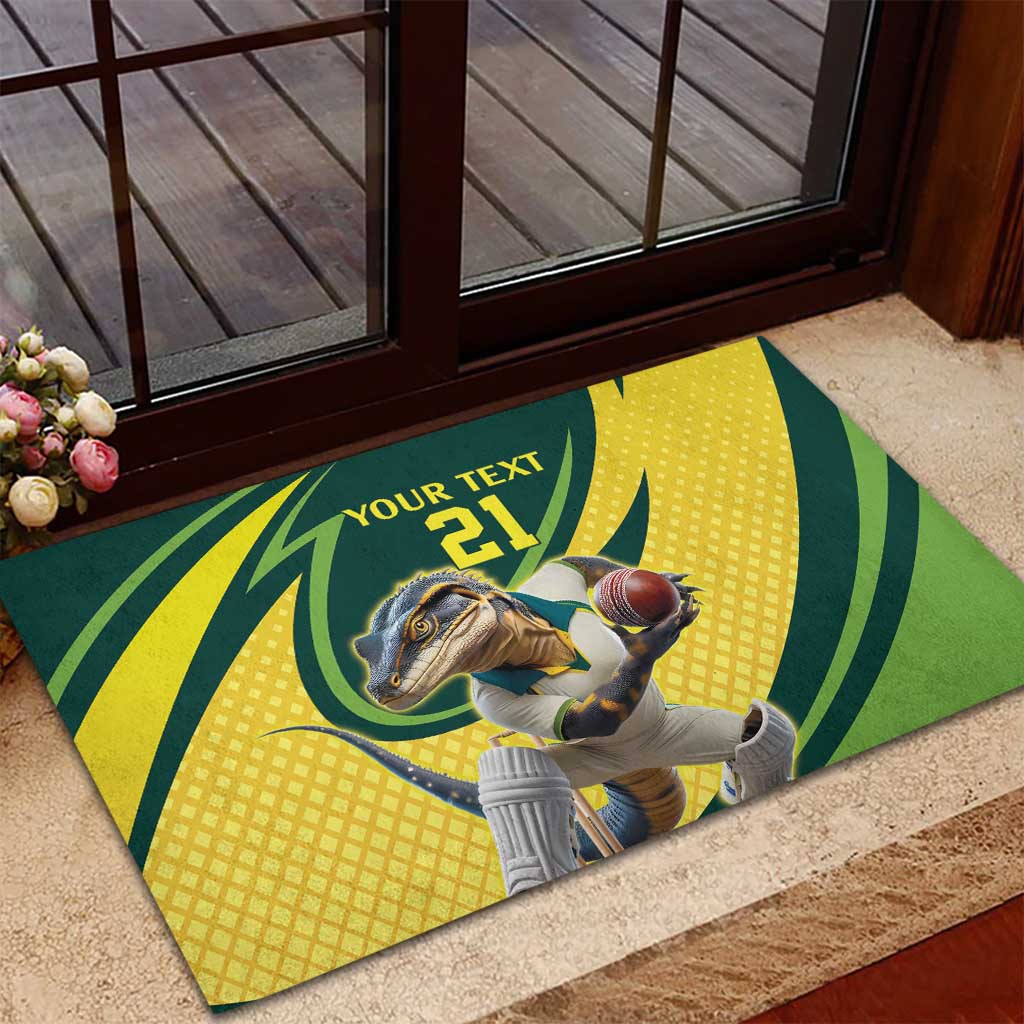 Australian Water Dragon Cricket Custom Rubber Doormat Aussie National Color