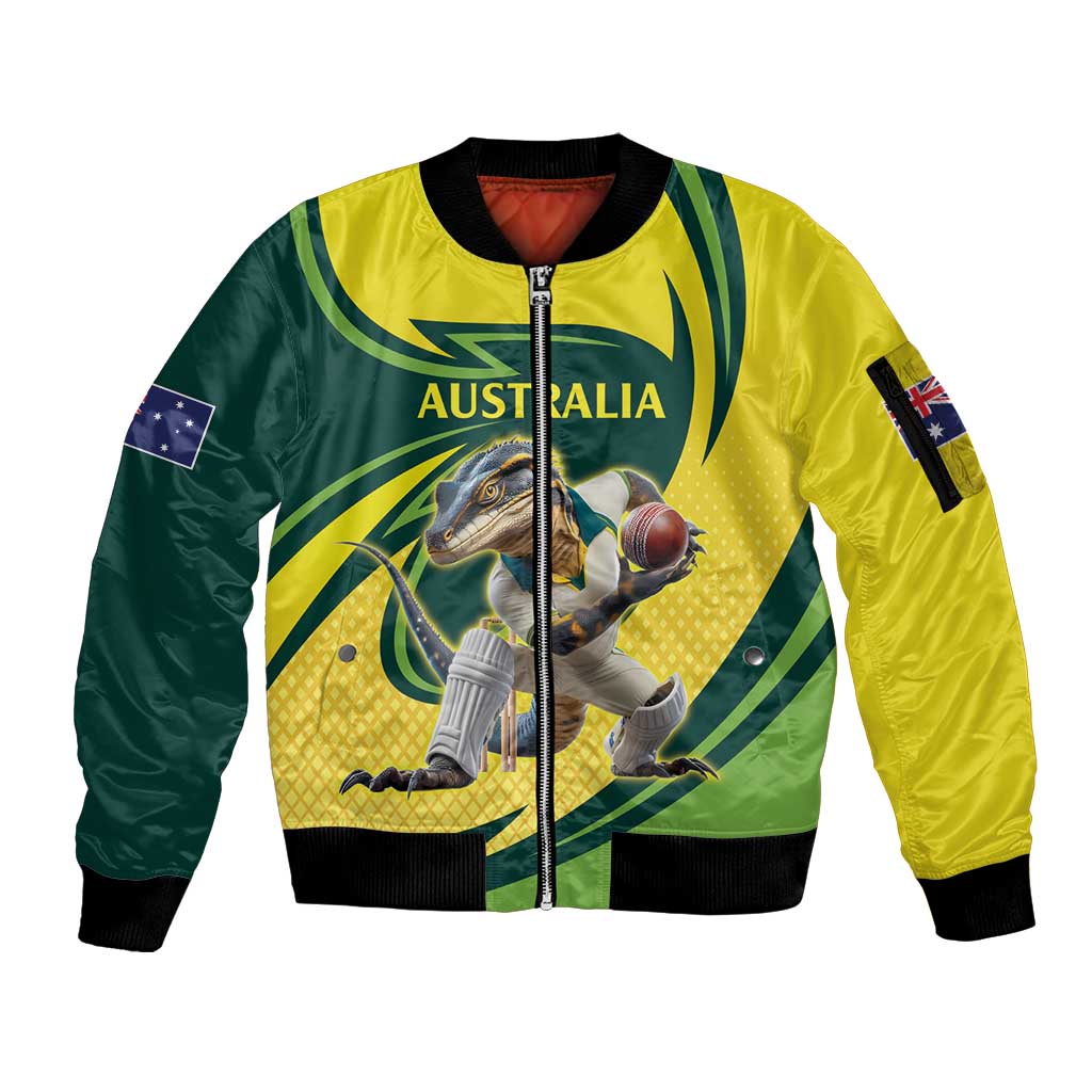 Australian Water Dragon Cricket Custom Sleeve Zip Bomber Jacket Aussie National Color