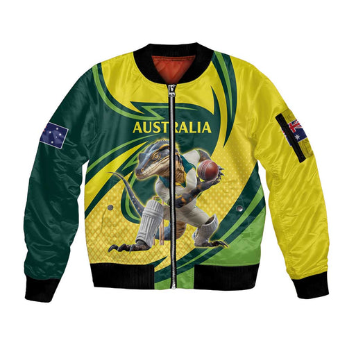 Australian Water Dragon Cricket Custom Sleeve Zip Bomber Jacket Aussie National Color