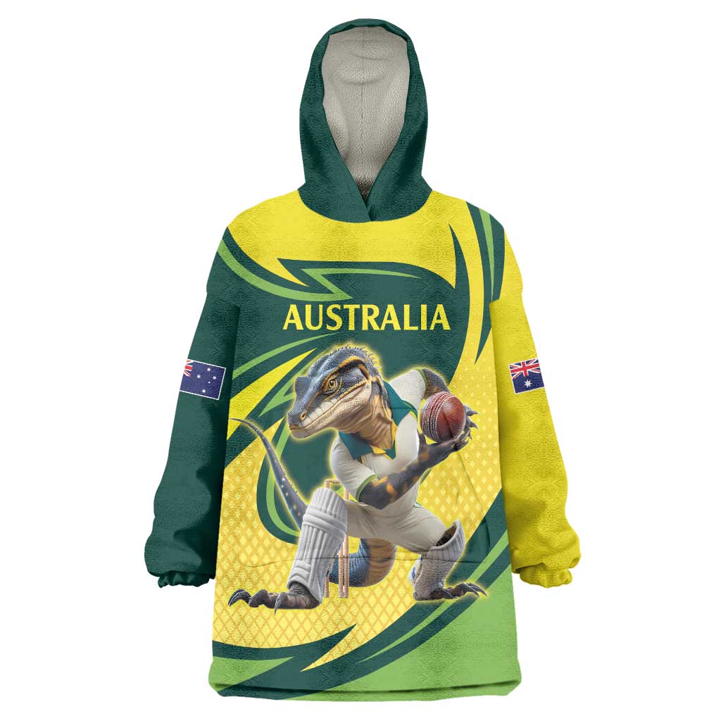 Australian Water Dragon Cricket Custom Wearable Blanket Hoodie Aussie National Color