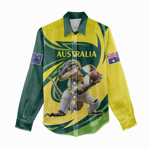 Australian Water Dragon Cricket Custom Women Casual Shirt Aussie National Color