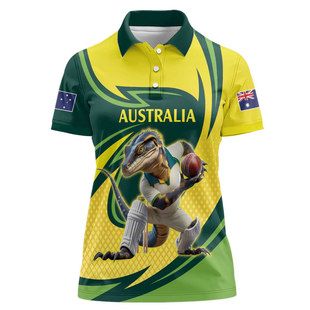 Australian Water Dragon Cricket Custom Women Polo Shirt Aussie National Color