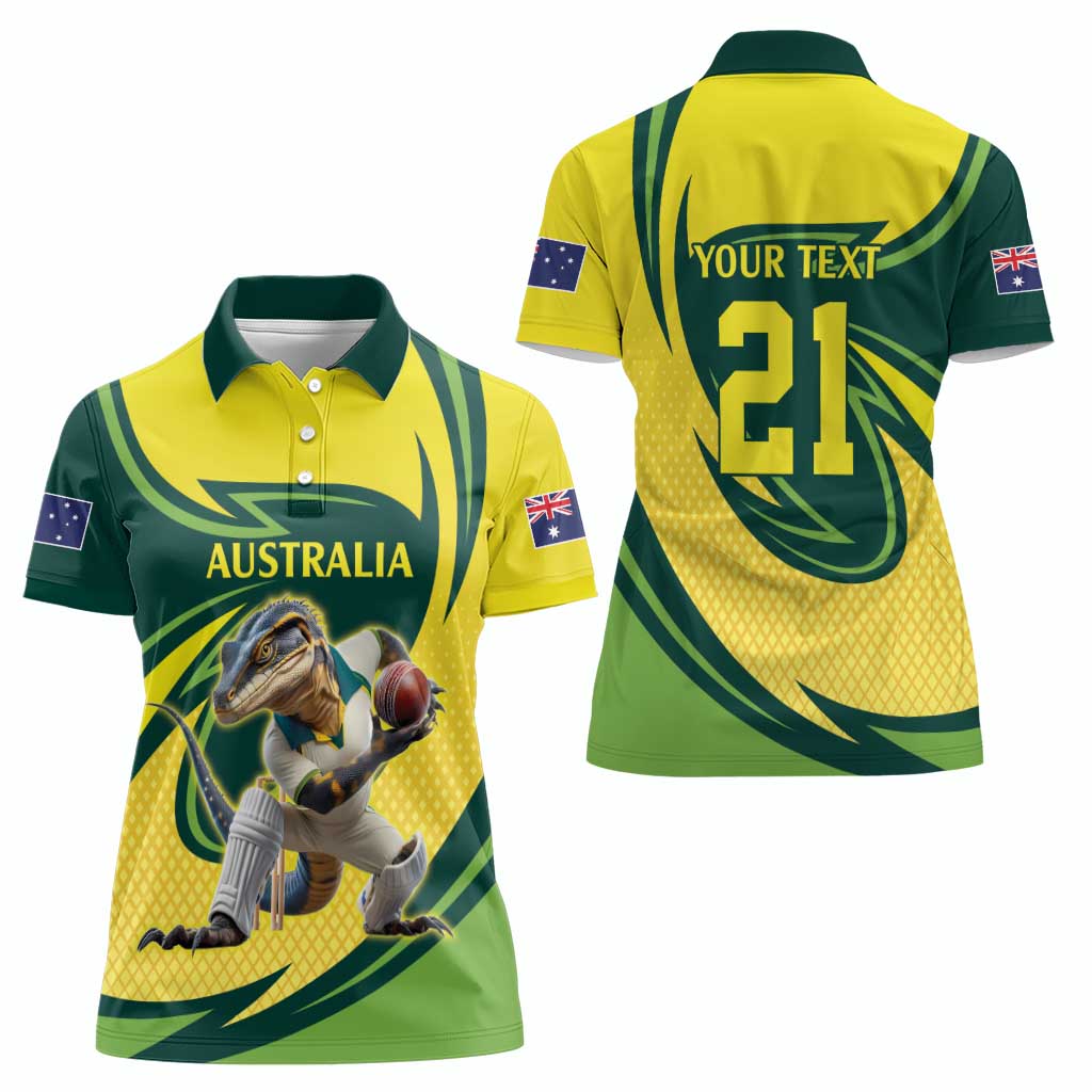 Australian Water Dragon Cricket Custom Women Polo Shirt Aussie National Color