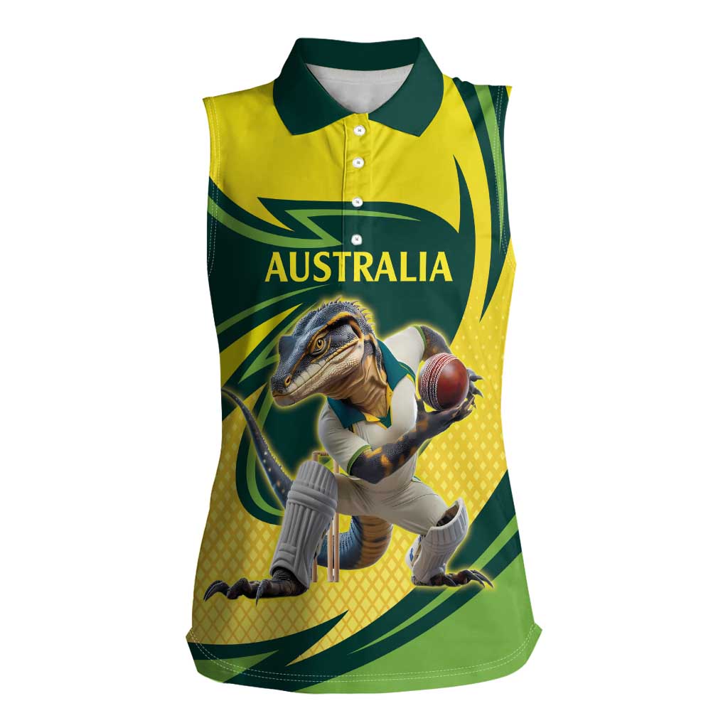 Australian Water Dragon Cricket Custom Women Sleeveless Polo Shirt Aussie National Color