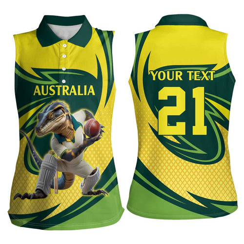 Australian Water Dragon Cricket Custom Women Sleeveless Polo Shirt Aussie National Color