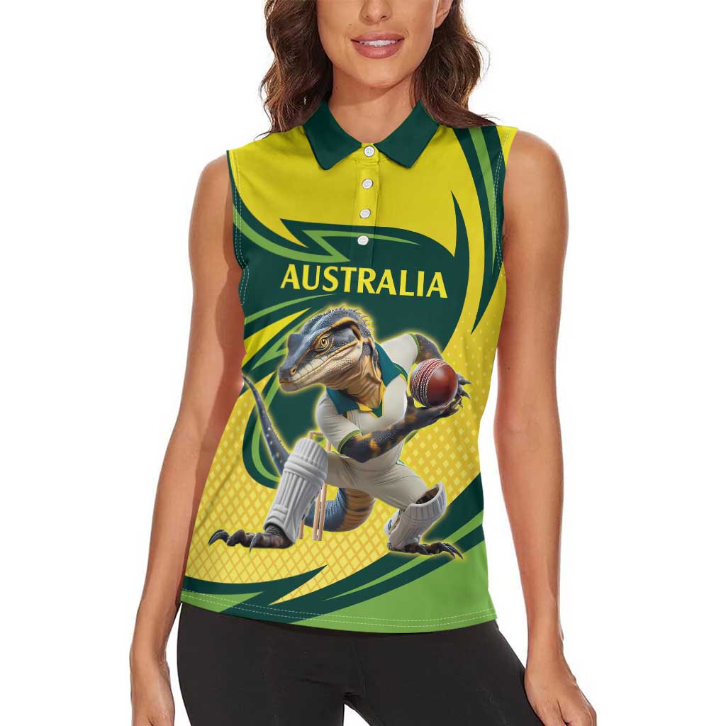 Australian Water Dragon Cricket Custom Women Sleeveless Polo Shirt Aussie National Color
