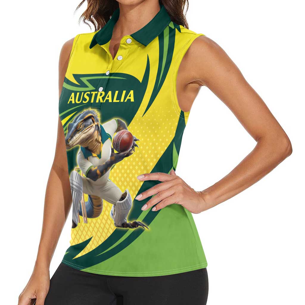 Australian Water Dragon Cricket Custom Women Sleeveless Polo Shirt Aussie National Color