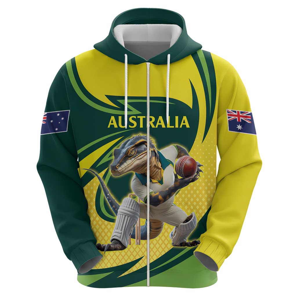 Australian Water Dragon Cricket Custom Zip Hoodie Aussie National Color