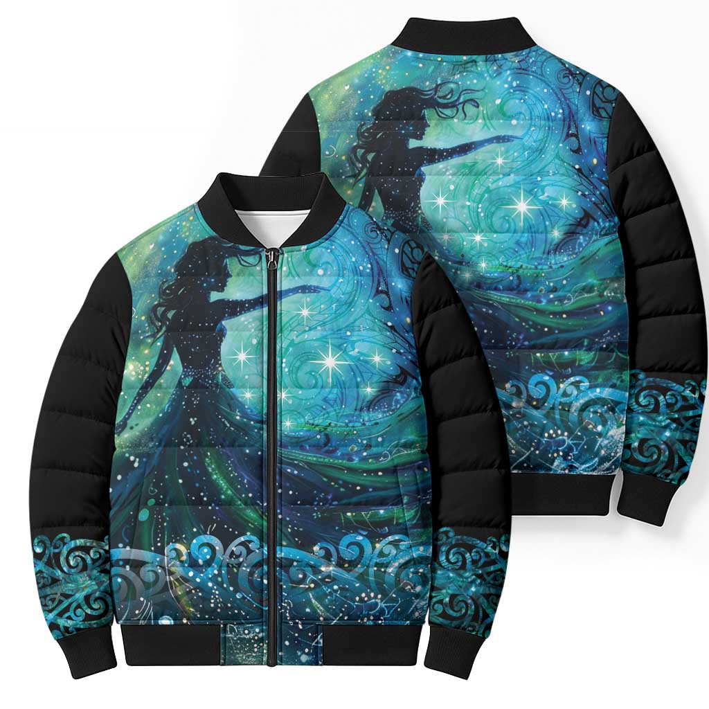 New Zealand Matariki Hiwa-i-te-rangi Bomber Puffer Jacket Titiro ki nga Whetu Wishing Star - Aussie Hoodie