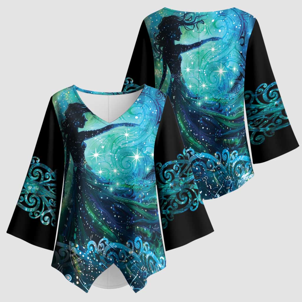 New Zealand Matariki Hiwa-i-te-rangi Kimono Sleeve Blouse Titiro ki nga Whetu Wishing Star - Aussie Hoodie