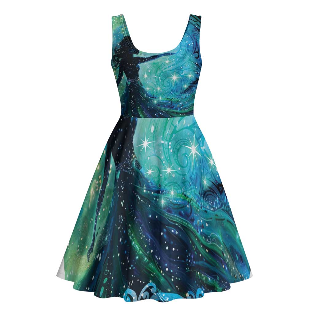 New Zealand Matariki Hiwa-i-te-rangi Midi Dress Titiro ki nga Whetu Wishing Star - Aussie Hoodie