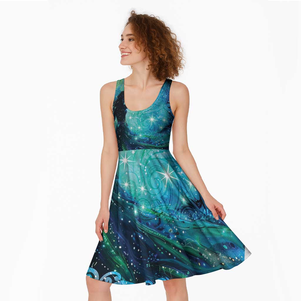 New Zealand Matariki Hiwa-i-te-rangi Midi Dress Titiro ki nga Whetu Wishing Star - Aussie Hoodie
