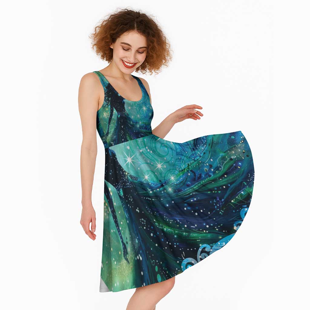 New Zealand Matariki Hiwa-i-te-rangi Midi Dress Titiro ki nga Whetu Wishing Star - Aussie Hoodie