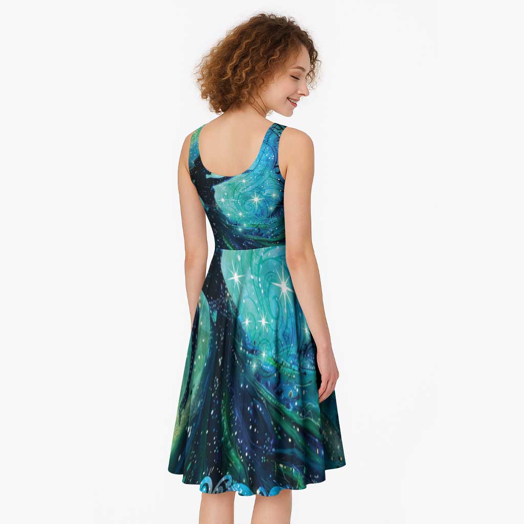 New Zealand Matariki Hiwa-i-te-rangi Midi Dress Titiro ki nga Whetu Wishing Star - Aussie Hoodie