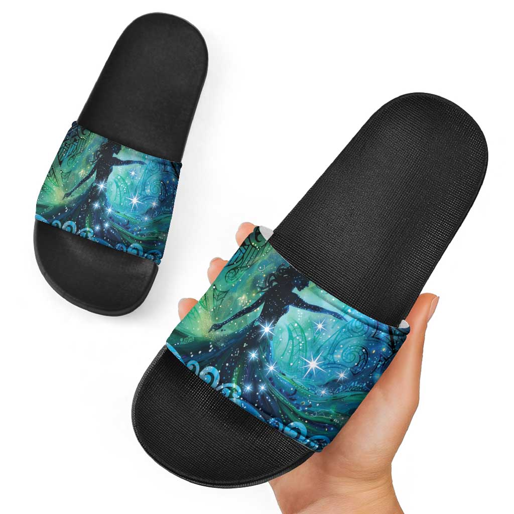 New Zealand Matariki Hiwa-i-te-rangi Slide Sandals Titiro ki nga Whetu Wishing Star - Aussie Hoodie