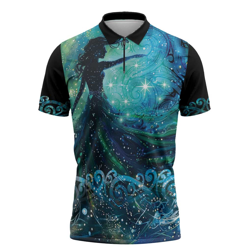 New Zealand Matariki Hiwa-i-te-rangi Zipper Polo Shirt Titiro ki nga Whetu Wishing Star - Aussie Hoodie