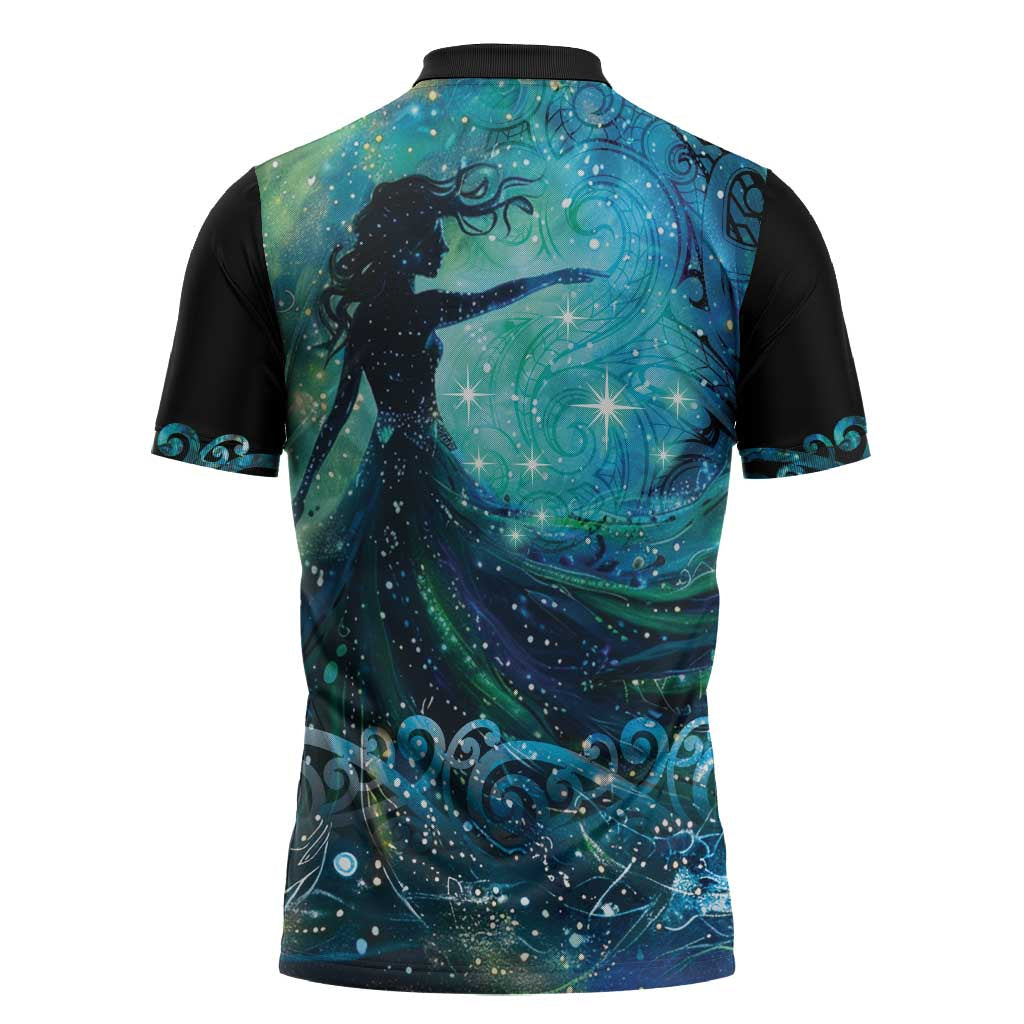 New Zealand Matariki Hiwa-i-te-rangi Zipper Polo Shirt Titiro ki nga Whetu Wishing Star - Aussie Hoodie