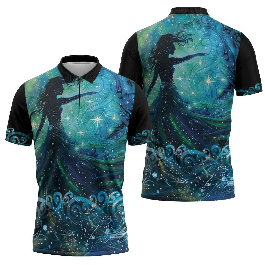 New Zealand Matariki Hiwa-i-te-rangi Zipper Polo Shirt Titiro ki nga Whetu Wishing Star - Aussie Hoodie
