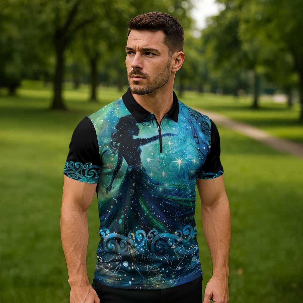 New Zealand Matariki Hiwa-i-te-rangi Zipper Polo Shirt Titiro ki nga Whetu Wishing Star - Aussie Hoodie