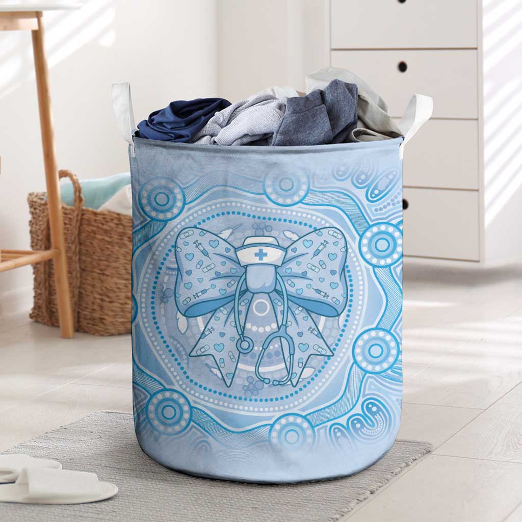 Aussie Nurse Laundry Basket Blue Stethoscope Coquette Bow Aboriginal Dot Art