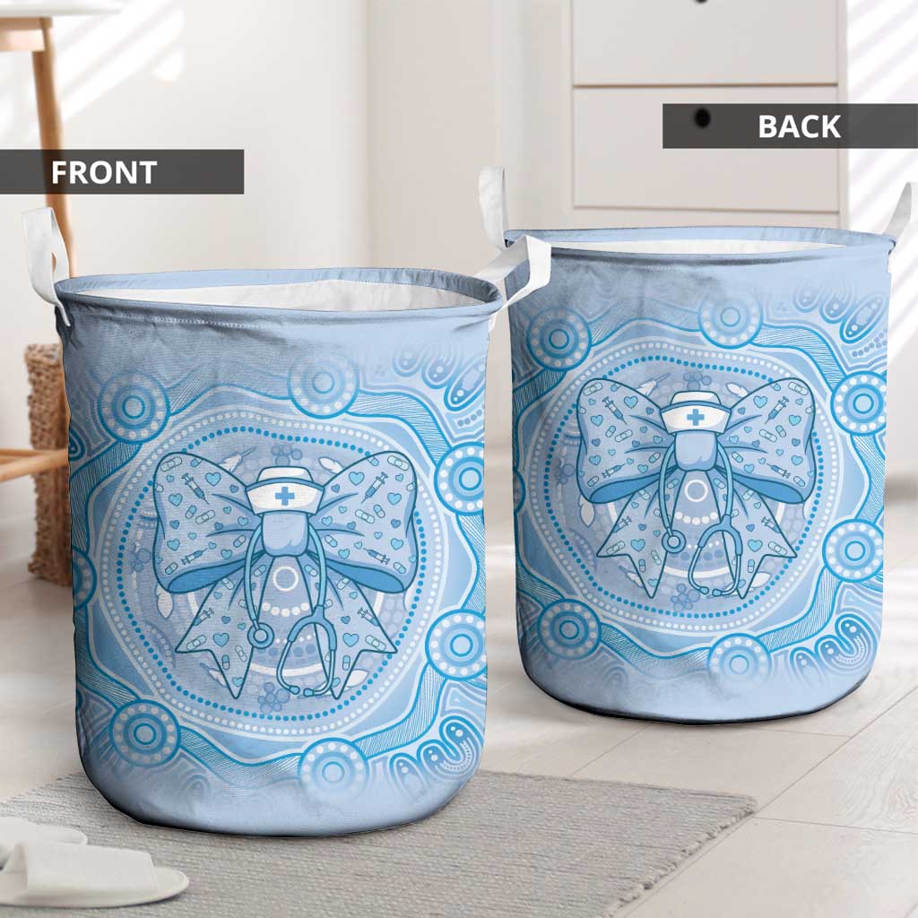 Aussie Nurse Laundry Basket Blue Stethoscope Coquette Bow Aboriginal Dot Art
