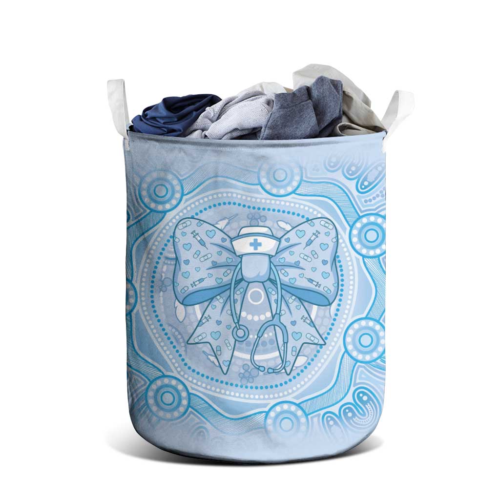 Aussie Nurse Laundry Basket Blue Stethoscope Coquette Bow Aboriginal Dot Art