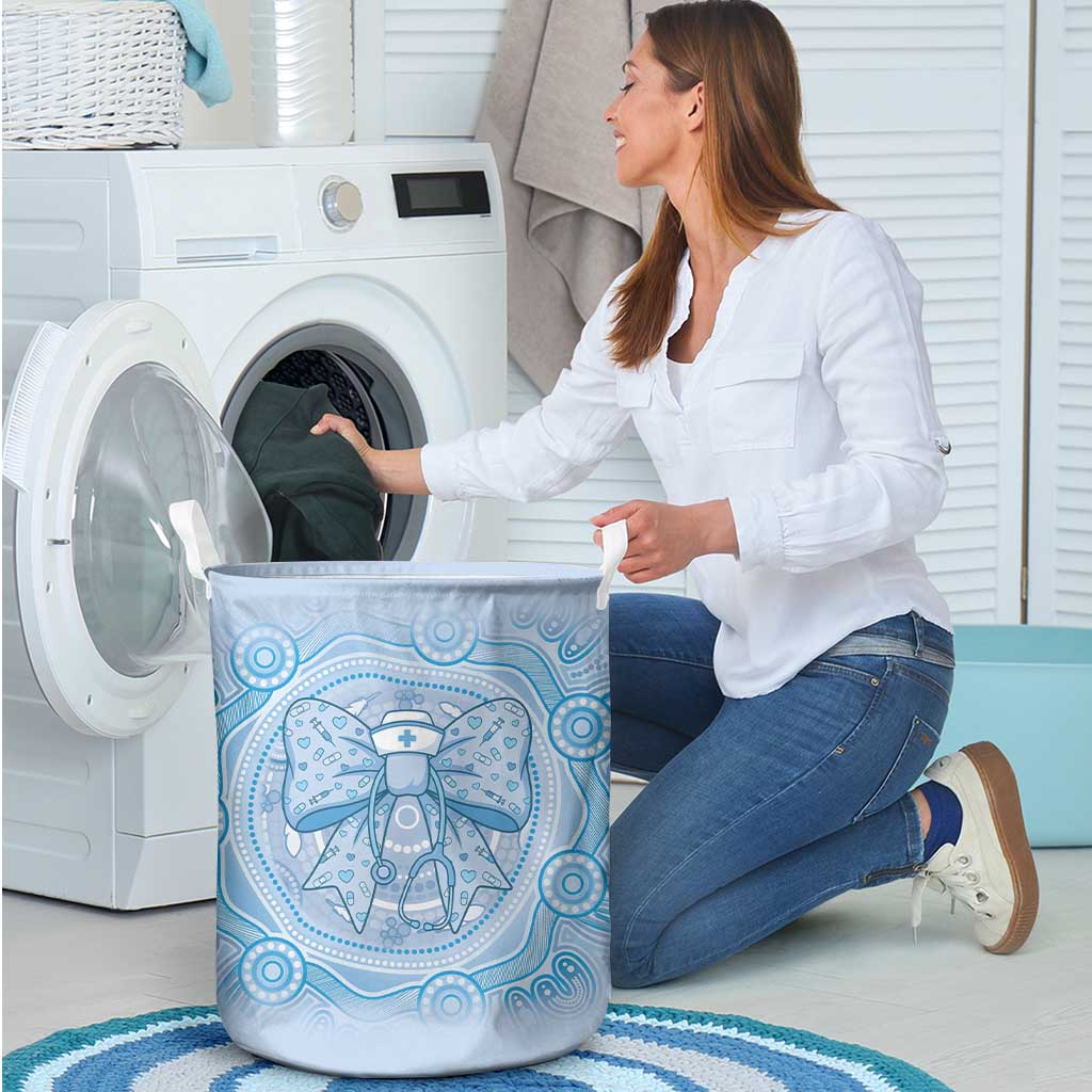 Aussie Nurse Laundry Basket Blue Stethoscope Coquette Bow Aboriginal Dot Art