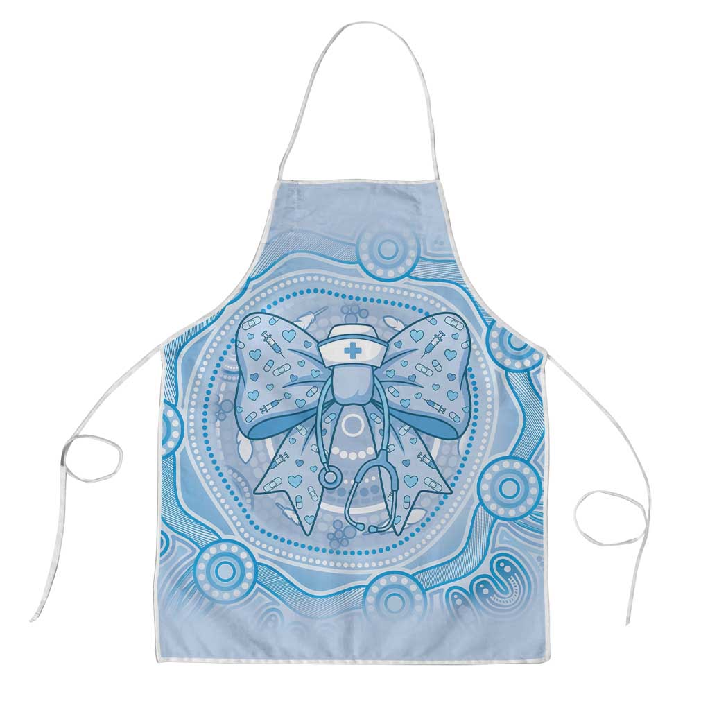 Aussie Nurse Apron Blue Stethoscope Coquette Bow Aboriginal Dot Art