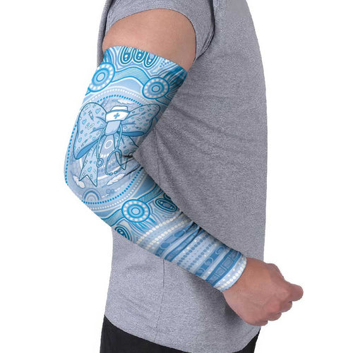 Aussie Nurse Personalised Arm Sleeves Blue Stethoscope Coquette Bow Aboriginal Dot Art