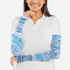 Aussie Nurse Personalised Arm Sleeves Blue Stethoscope Coquette Bow Aboriginal Dot Art