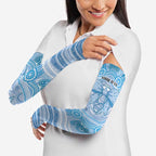 Aussie Nurse Personalised Arm Sleeves Blue Stethoscope Coquette Bow Aboriginal Dot Art
