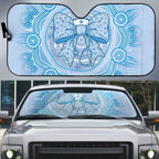 Aussie Nurse Auto Sun Shade Blue Stethoscope Coquette Bow Aboriginal Dot Art