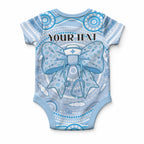 Aussie Nurse Personalised Baby Onesie Blue Stethoscope Coquette Bow Aboriginal Dot Art