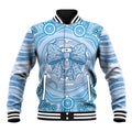 Aussie Nurse Personalised Baseball Jacket Blue Stethoscope Coquette Bow Aboriginal Dot Art