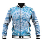 Aussie Nurse Personalised Baseball Jacket Blue Stethoscope Coquette Bow Aboriginal Dot Art