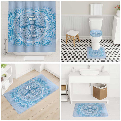 Aussie Nurse Bathroom Set Blue Stethoscope Coquette Bow Aboriginal Dot Art