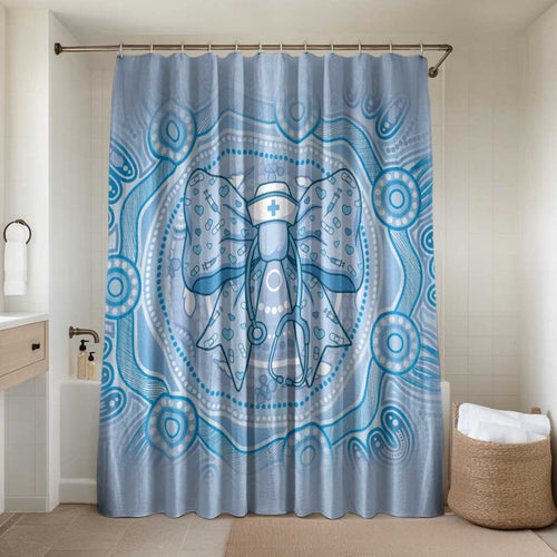 Aussie Nurse Bathroom Set Blue Stethoscope Coquette Bow Aboriginal Dot Art