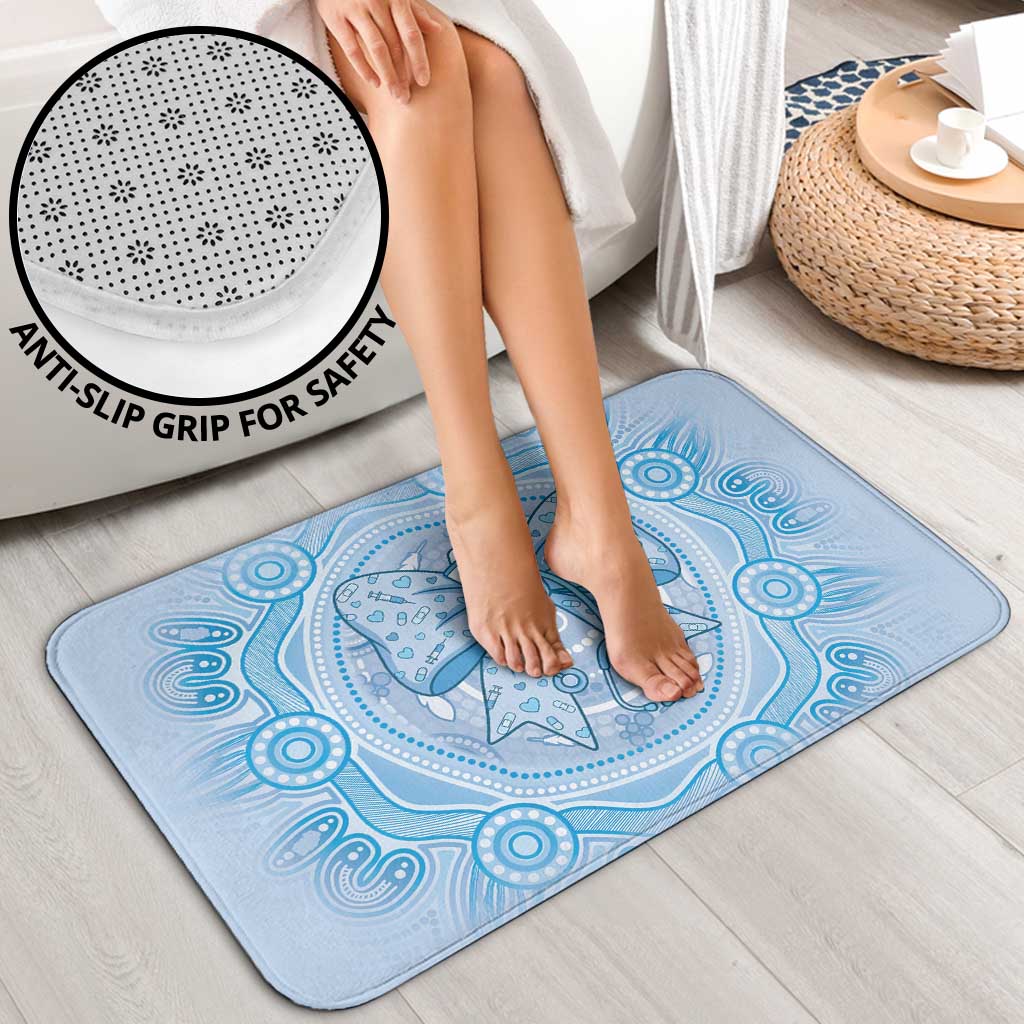 Aussie Nurse Bathroom Set Blue Stethoscope Coquette Bow Aboriginal Dot Art