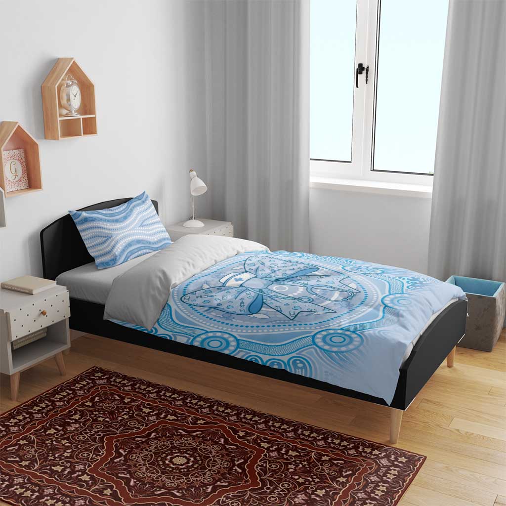Aussie Nurse Bedding Set Blue Stethoscope Coquette Bow Aboriginal Dot Art