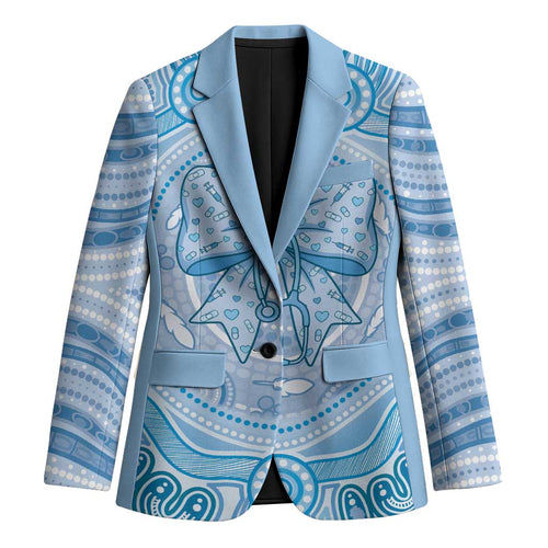 Aussie Nurse Personalised Blazer Blue Stethoscope Coquette Bow Aboriginal Dot Art