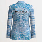 Aussie Nurse Personalised Blazer Blue Stethoscope Coquette Bow Aboriginal Dot Art
