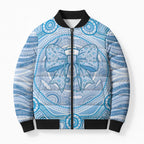 Aussie Nurse Personalised Bomber Puffer Jacket Blue Stethoscope Coquette Bow Aboriginal Dot Art