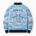Aussie Nurse Personalised Bomber Puffer Jacket Blue Stethoscope Coquette Bow Aboriginal Dot Art