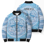 Aussie Nurse Personalised Bomber Puffer Jacket Blue Stethoscope Coquette Bow Aboriginal Dot Art