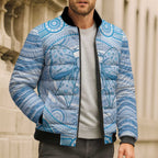 Aussie Nurse Personalised Bomber Puffer Jacket Blue Stethoscope Coquette Bow Aboriginal Dot Art