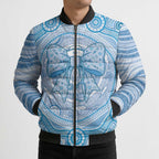 Aussie Nurse Personalised Bomber Puffer Jacket Blue Stethoscope Coquette Bow Aboriginal Dot Art