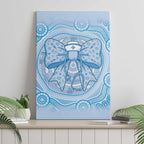 Aussie Nurse Canvas Wall Art Blue Stethoscope Coquette Bow Aboriginal Dot Art