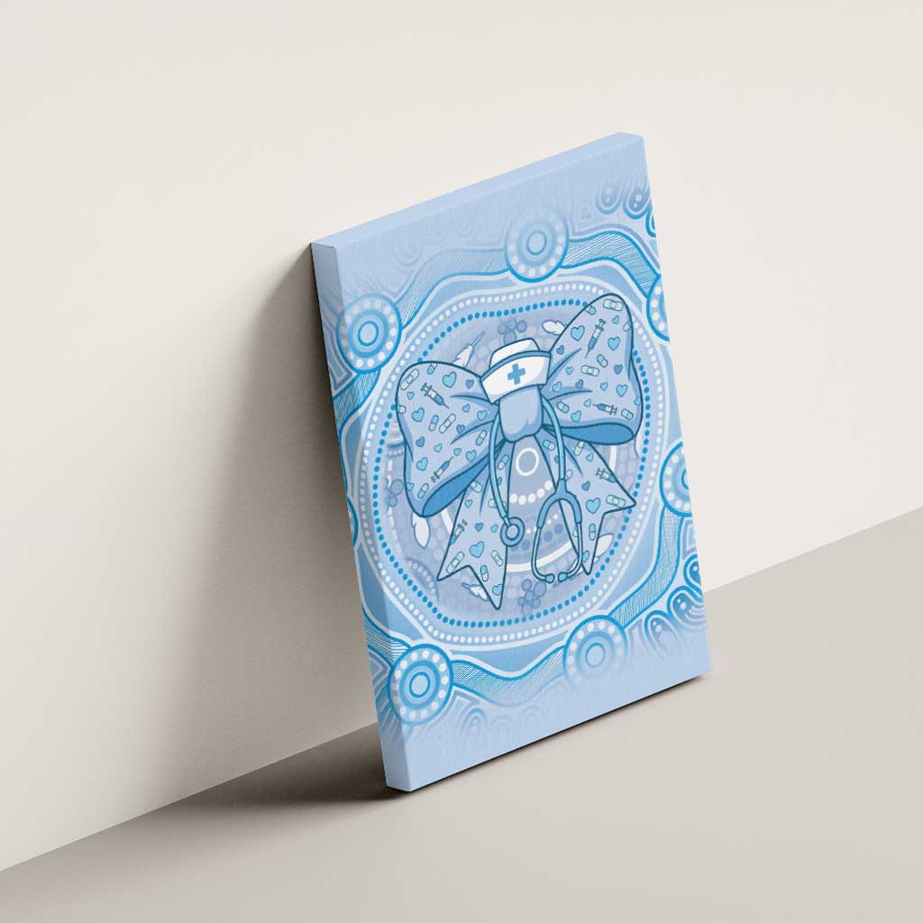 Aussie Nurse Canvas Wall Art Blue Stethoscope Coquette Bow Aboriginal Dot Art